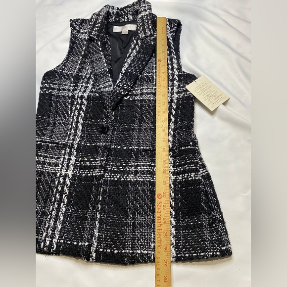 Boston Proper Black and White Plaid Blazer Vest - Picture 6 of 7